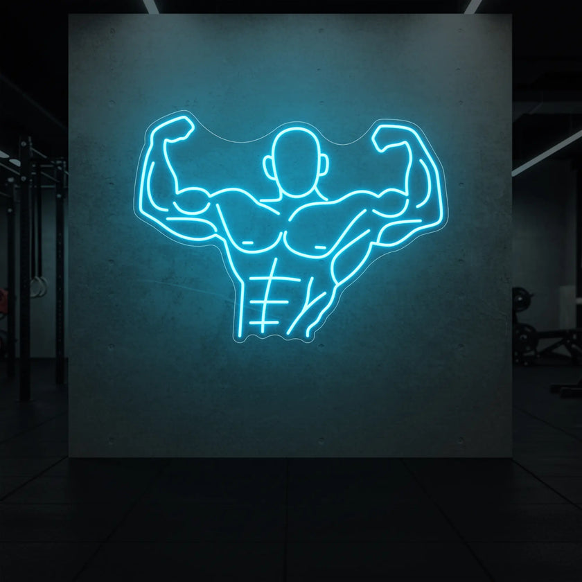 Muscle Man flexing his entire body from torso up LED Neon Sign