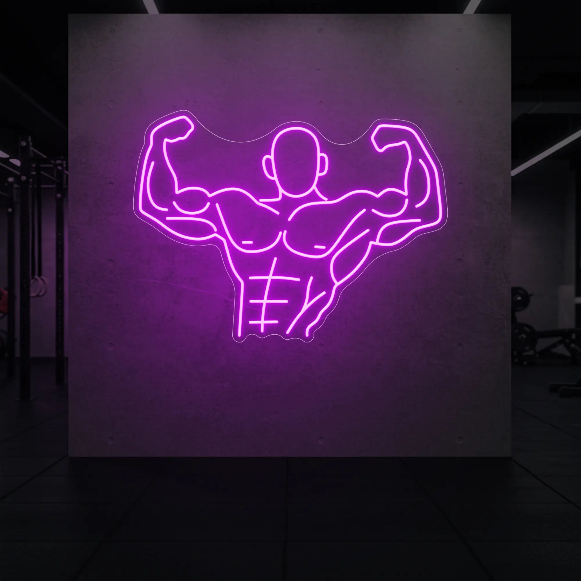 Muscle Man flexing his entire body from torso up LED Neon Sign