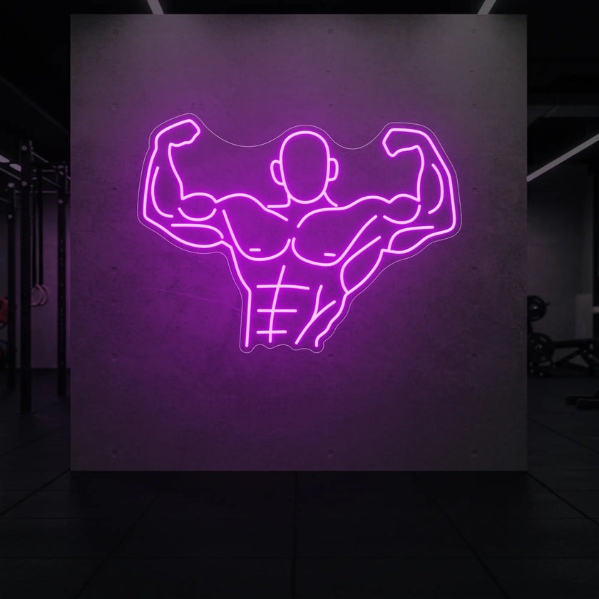 Muscle Man flexing his entire body from torso up LED Neon Sign