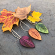 Mustard Yellow Leaf Ornaments, Rustic Fall Décor or Christmas Tree Decoration