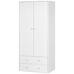 Briar Modern Wardrobe Closet with 2 Drawers and Hanging Rod-White