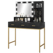 Sophia Illuminated Makeup Table with LED Lights and 3 Drawers-Black