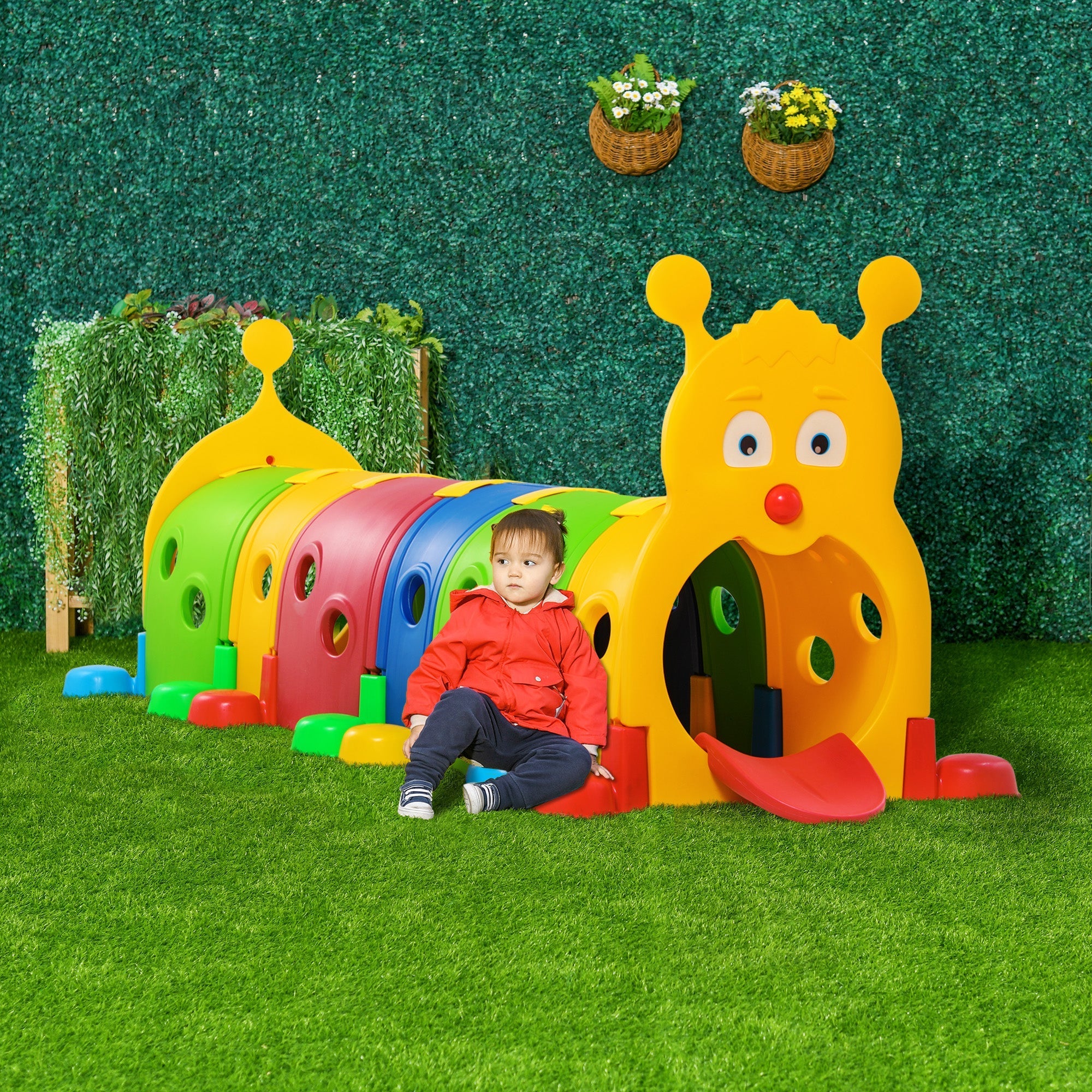 Qaba 107 Inch Kids Play Tunnel Climb-N-Crawl Outdoor Indoor Play Equipment