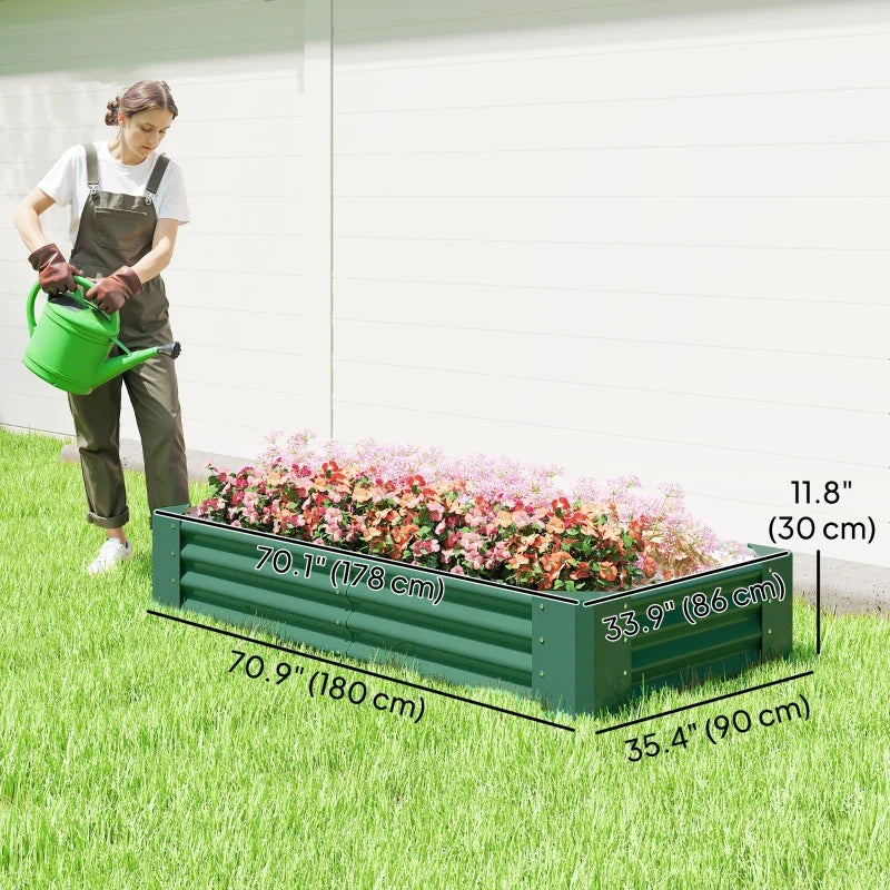 6 x 3 x 1ft Galvanized Raised Garden Bed, Reinforced Outdoor Planter Box with Open Bottom, Green