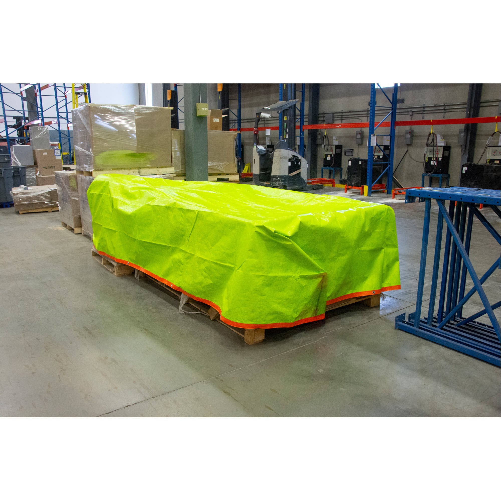 High-Visibility Heavy-Duty Woven Tarp, Polyethylene, Green/Orange, 20' x 30' x 12 mils