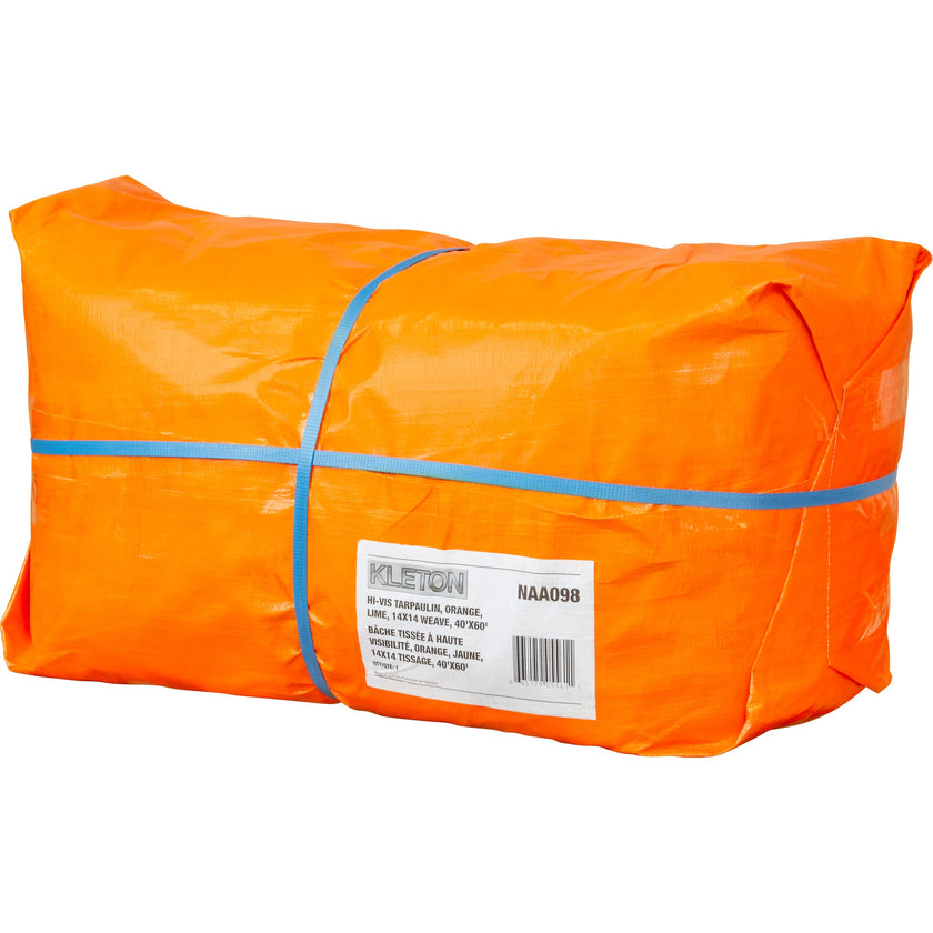 High-Visibility Heavy-Duty Woven Tarp, Polyethylene, Green/Orange, 40' x 60' x 12 mils