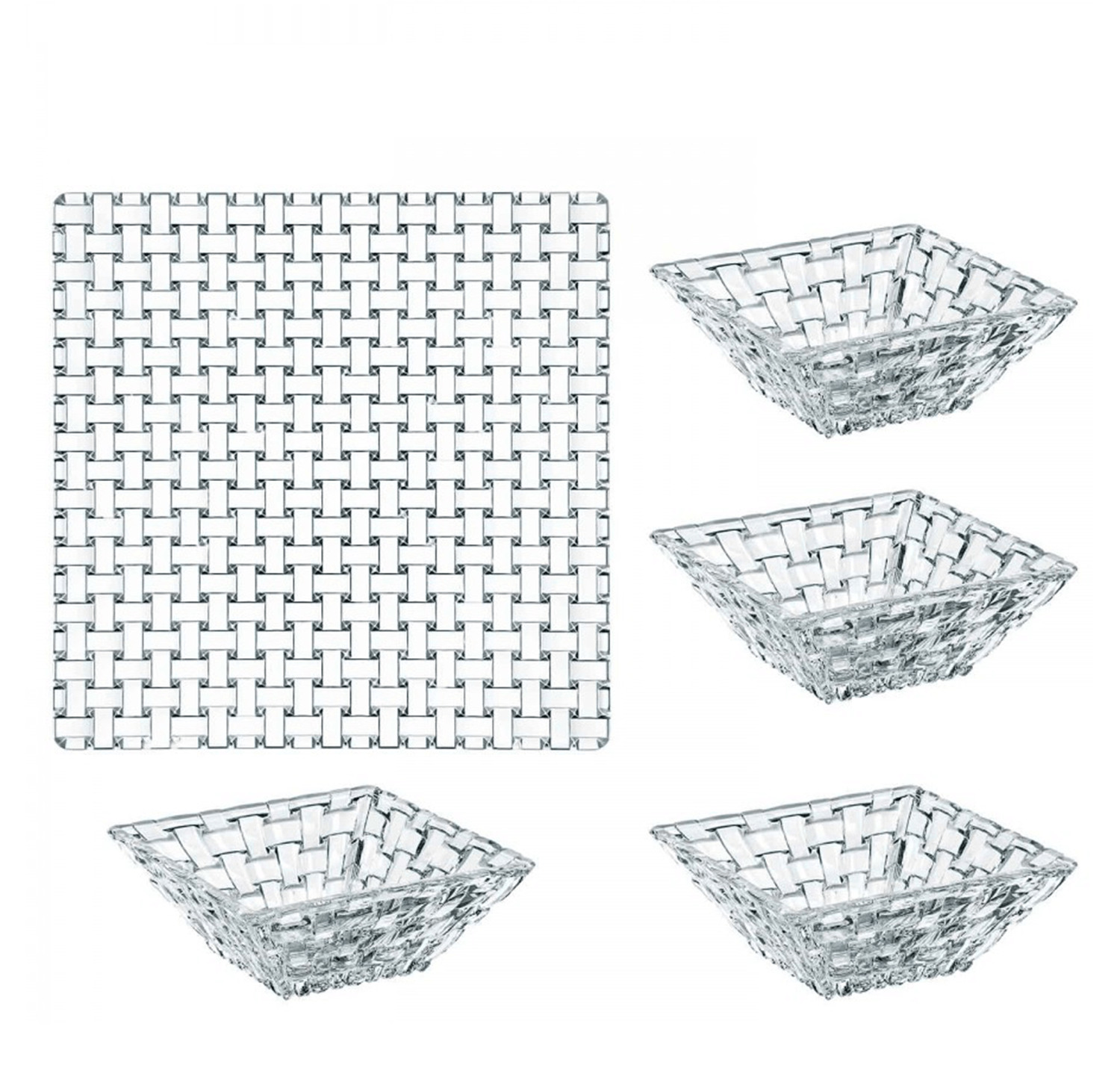 Nachtmann - BOSSA NOVA : 1 assiette carrée + 4 bols carrés (lot de 5)