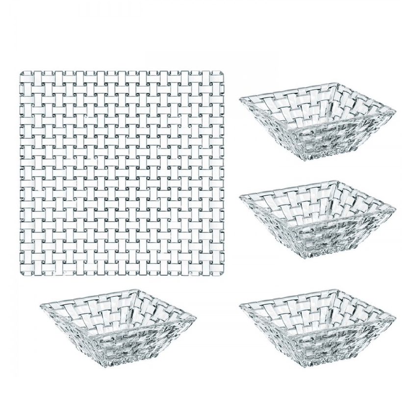 Nachtmann - BOSSA NOVA : 1 assiette carrée + 4 bols carrés (lot de 5)