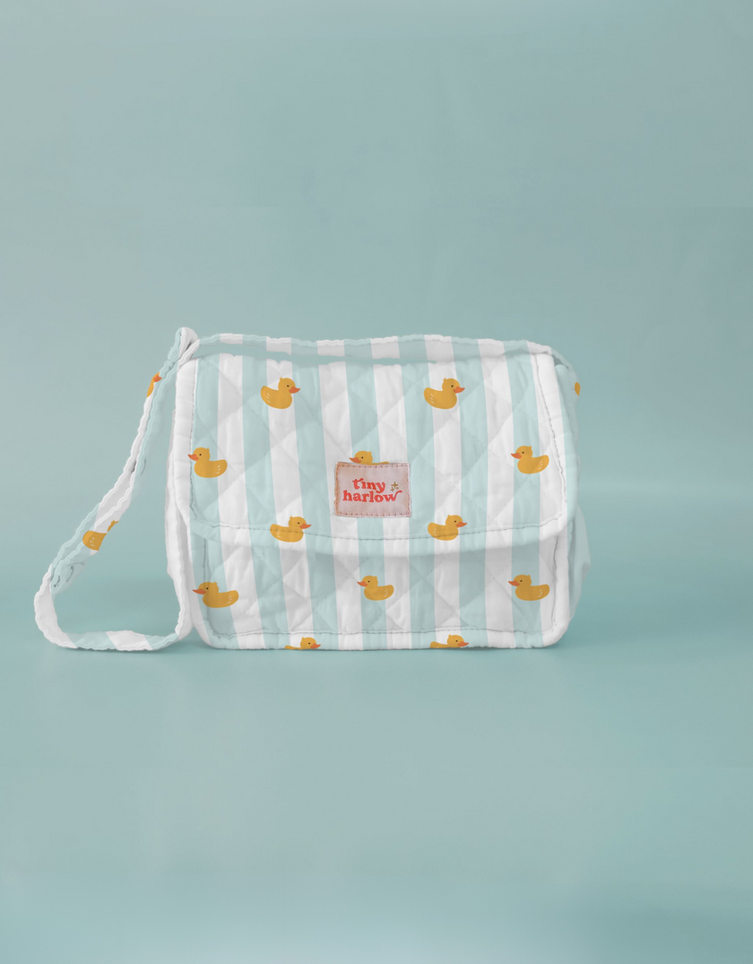 Convertible dolls nappy bag set - blue ducky - Tiny Harlow