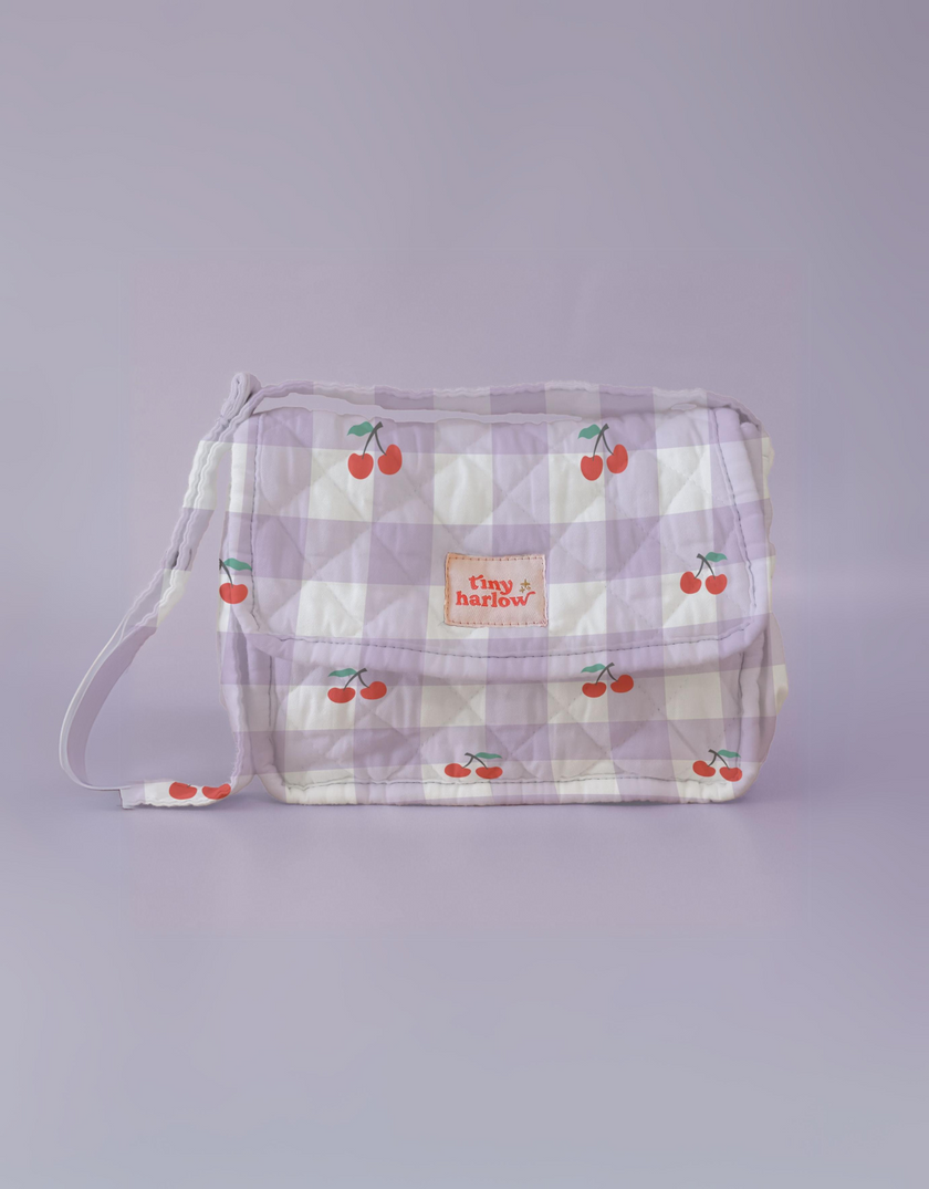Convertible dolls nappy bag set - cherry - Tiny Harlow
