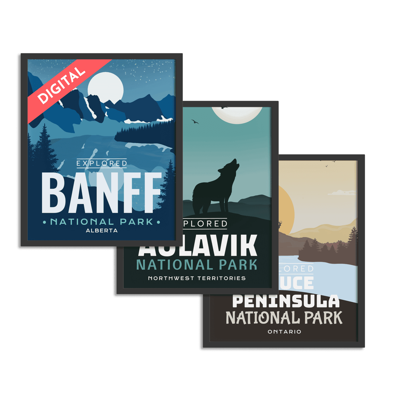 National Park 'Explored' Digital Poster, Canada Parks