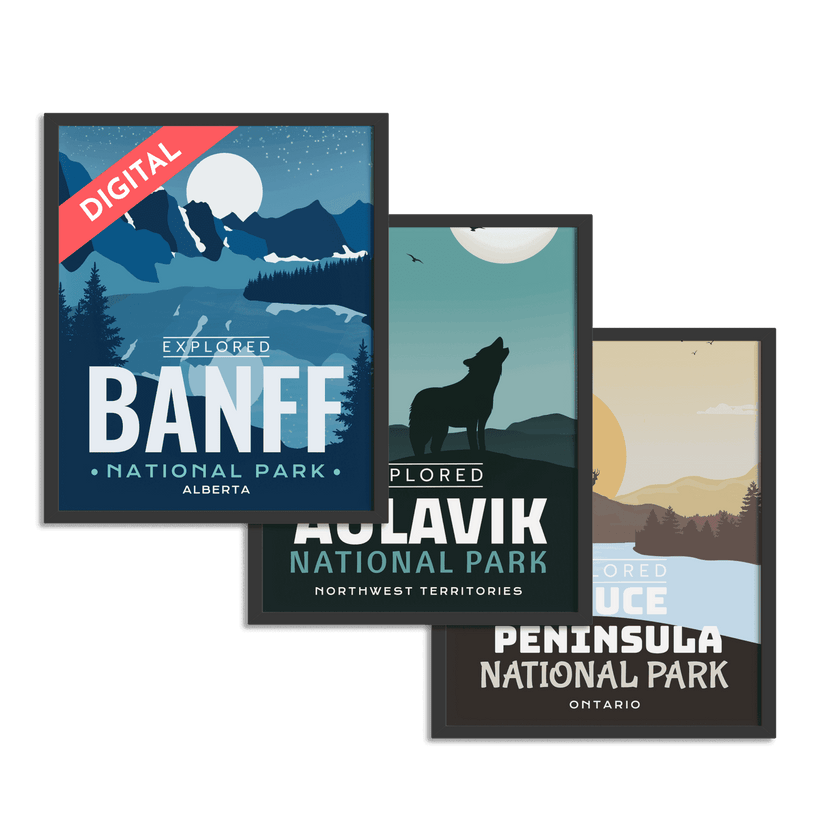 National Park 'Explored' Digital Poster, Canada Parks