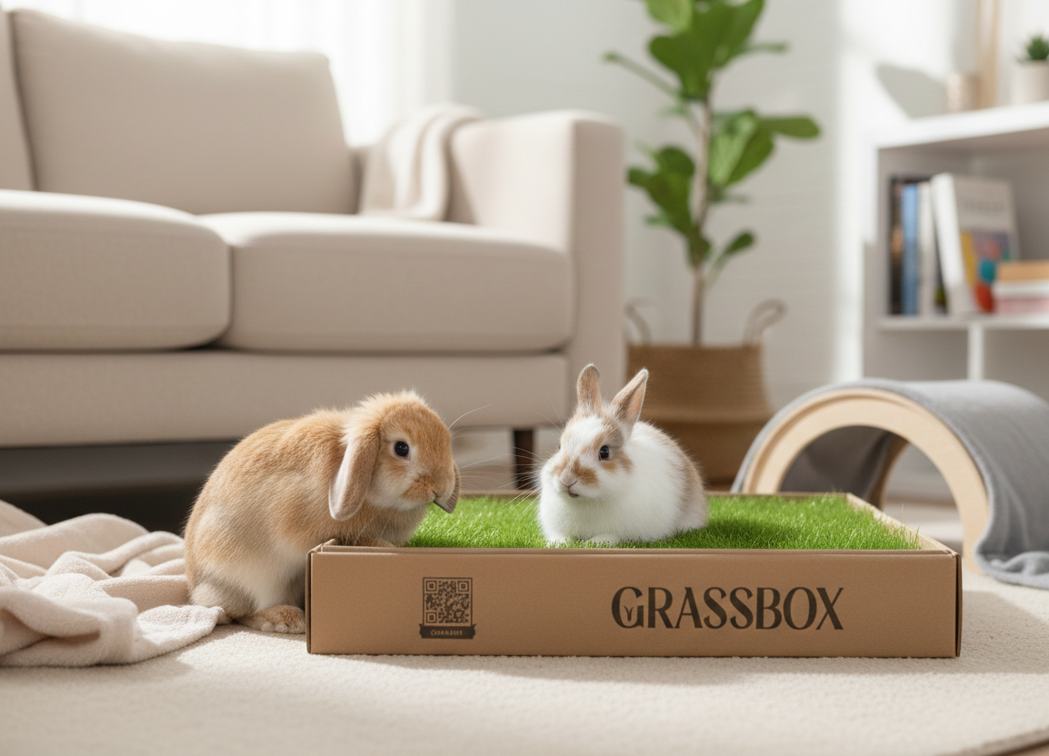 Real Grass Box for Rabbits – Natural Rabbit Potty Solution