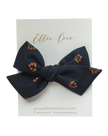 Navy Floral Oversize Bow