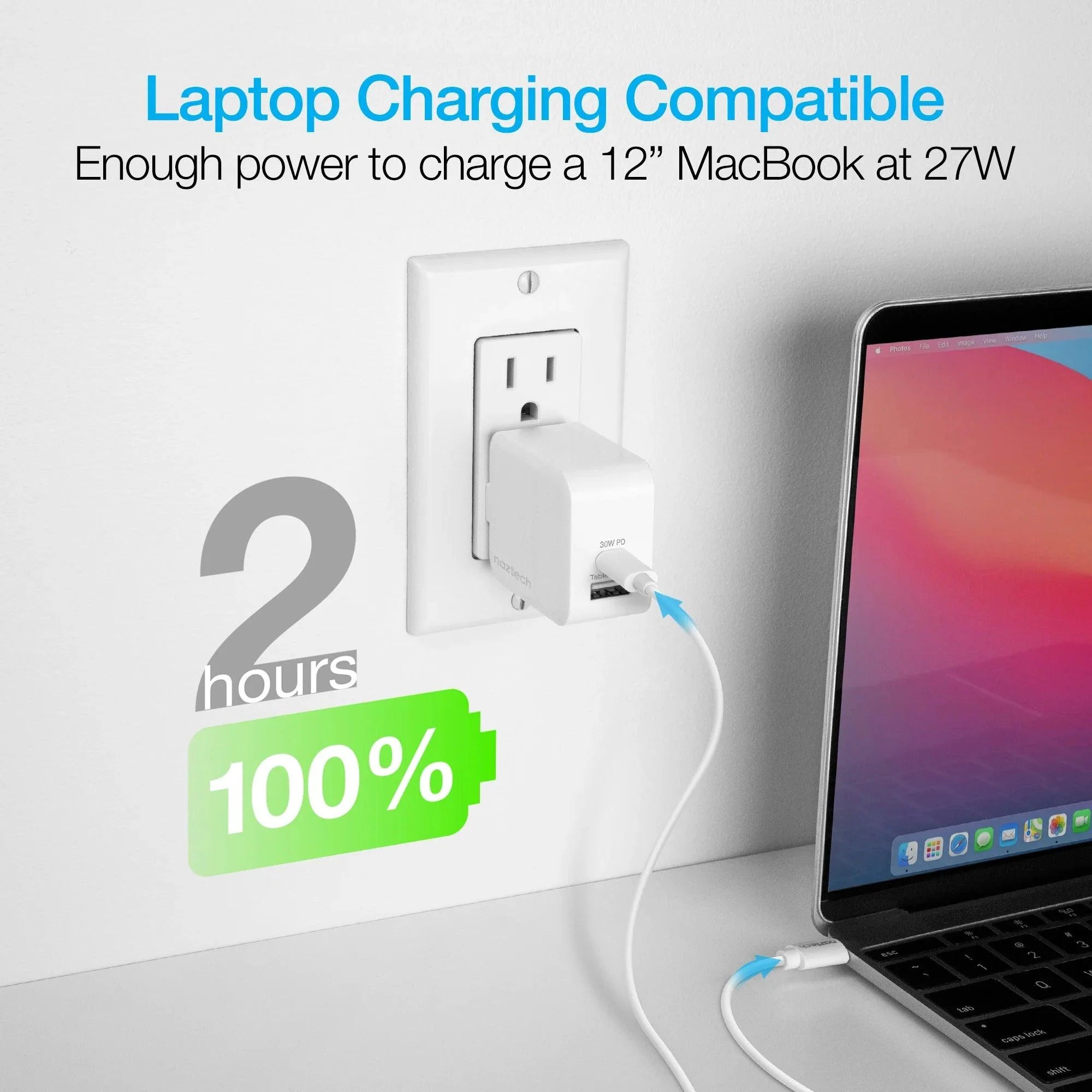 Naztech - 30W USB-C PD + 12W USB Fast Wall Charger | White