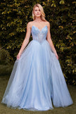 STRAPLESS BEADED TULLE BALL GOWN