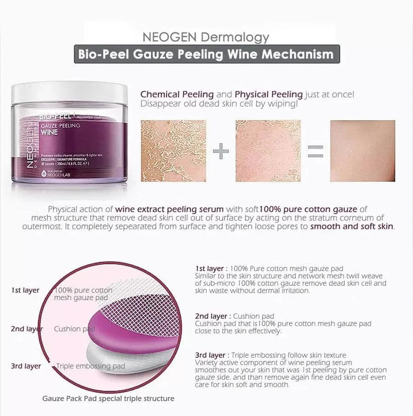 Neogen Bio Peel Gauze Peeling Wine 30pcs / 200ml