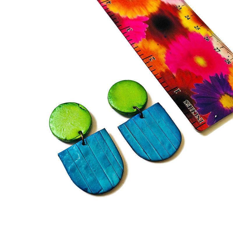 Fan Shaped Statement Earrings, Post or Clip On – 
