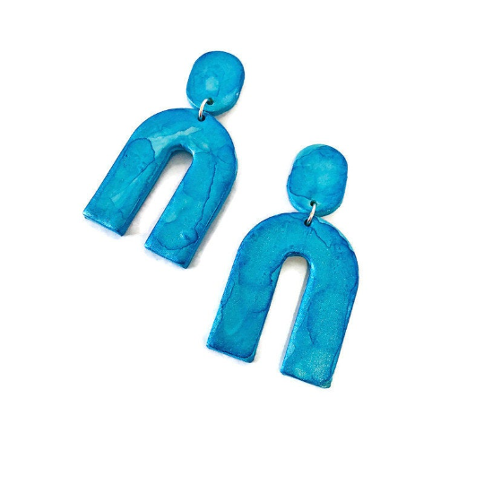 Arch Statement Earrings Handmade (Post or Clip On)- 