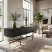 Nero Marquina Marble and Black Veneer Buffet