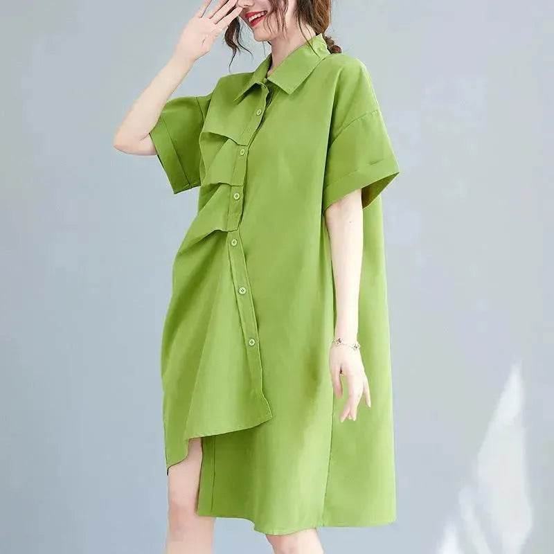 New Irregular Loose And Thin Literary Shirt Dress Women