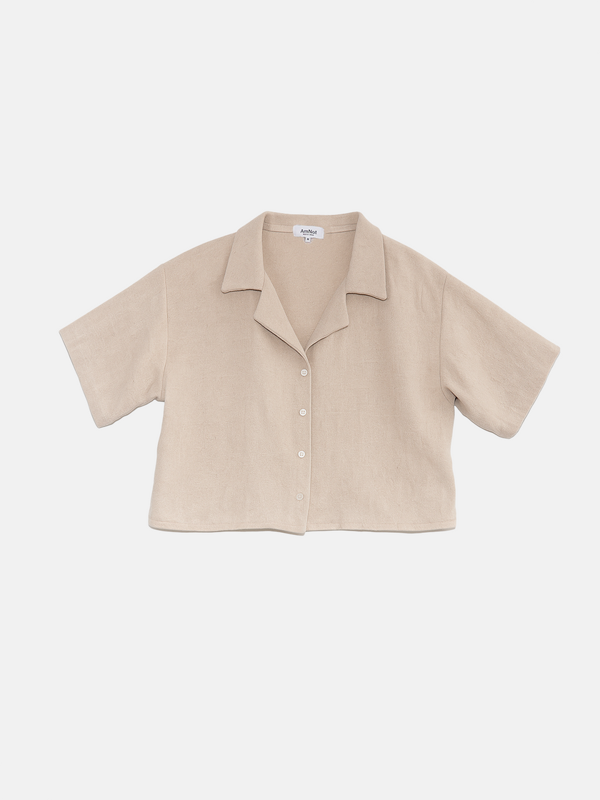 Chemise écourté ample effet lin