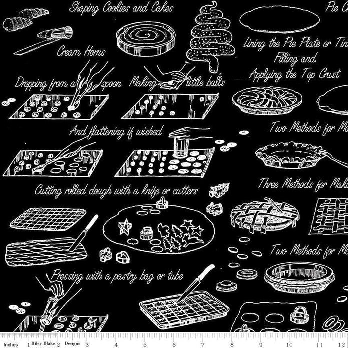 Riley Blake, Janet Wecker Frisch - Snow Sweet - Vintage Cook Book Blk - C9674-Black