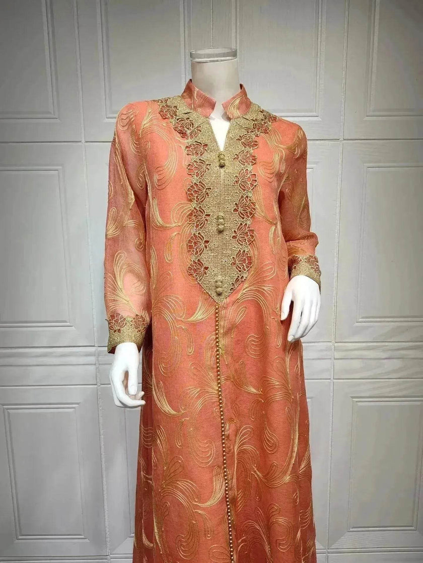 Embroidered party Wedding Maxi Dress for Muslim Middle East Turkey Women.