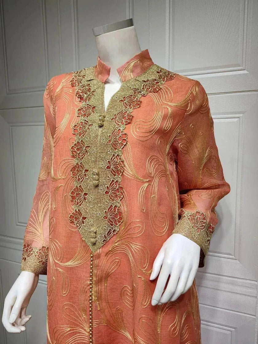 Embroidered party Wedding Maxi Dress for Muslim Middle East Turkey Women.