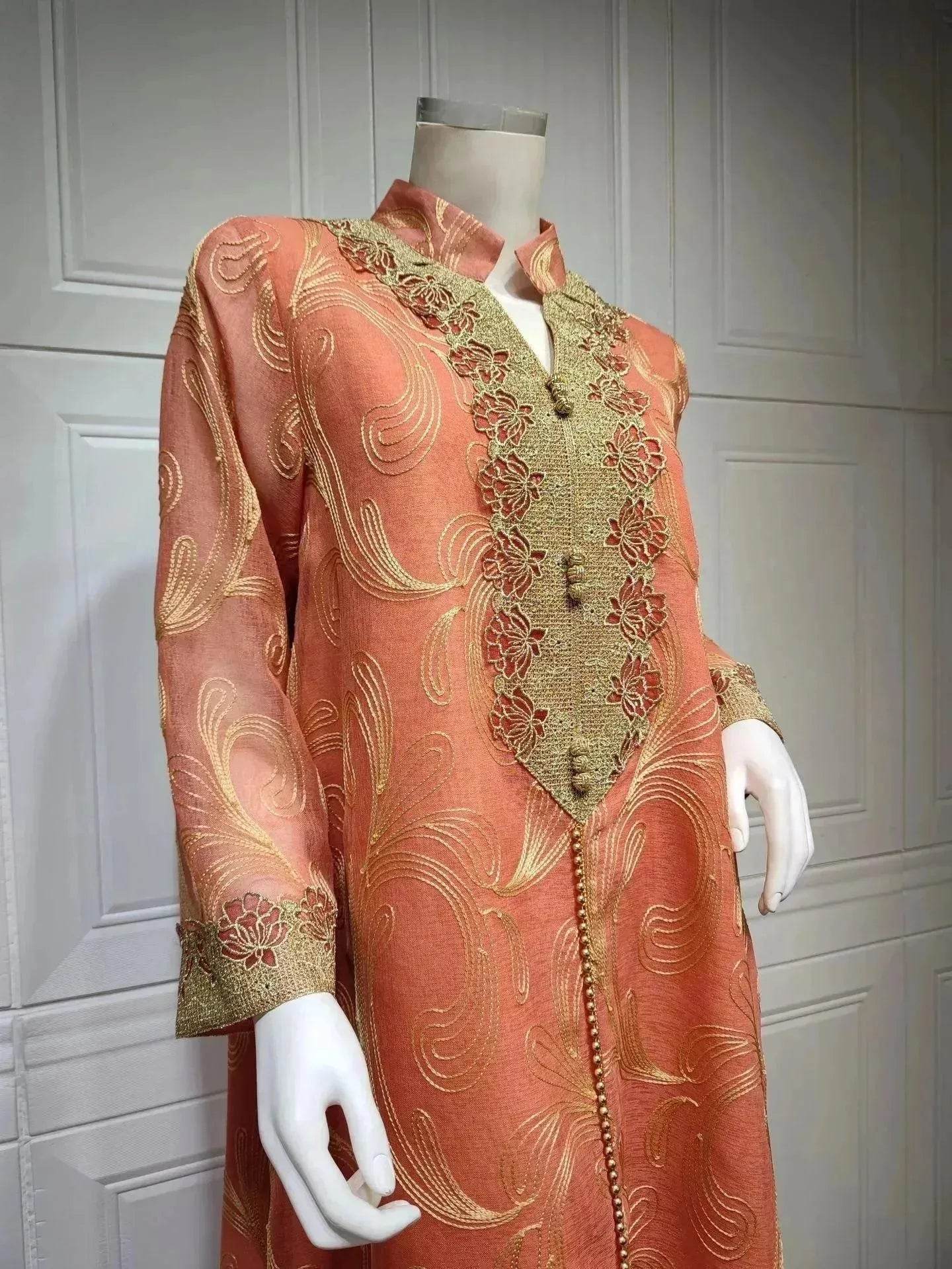 Embroidered party Wedding Maxi Dress for Muslim Middle East Turkey Women.
