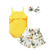 New Summer Baby Girl Suit Cotton Sleeveless Top Floral Pant Bow Tie Children Clothing
