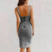 New U-neck Suspender Denim Dress Summer Casual Tight Slim Fit Dresses With Slit Design Womens Clothing
