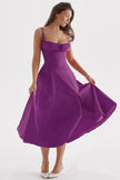 New Spring Summer Floral Midi Dress Spaghetti Strap Slit Midi Flared Gown