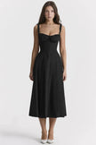 New Spring Summer Floral Midi Dress Spaghetti Strap Slit Midi Flared Gown