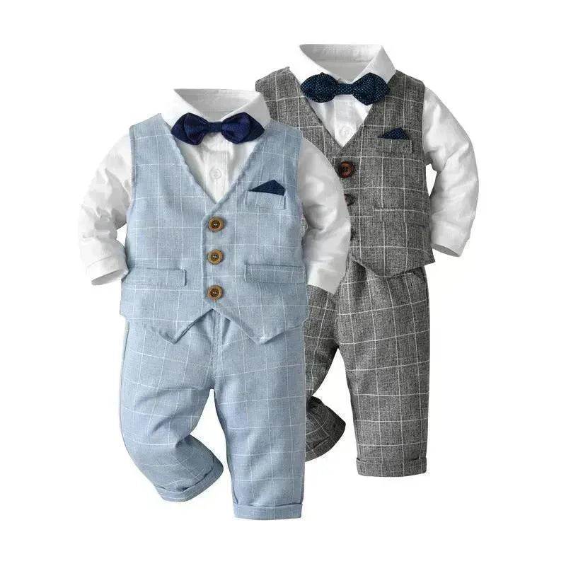 Newborn Baby Boy Gentleman Tuxedo Bow Tie Single-breasted Vest Long Sleeve Children Clothing