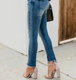 Newest Hot Women Stretch Ripped Distressed Skinny High Waist Denim Pants Shredded Jeans Trousers