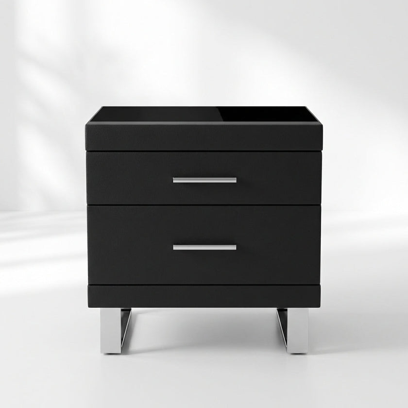 Noir Luxe Two-Drawer Nightstand
