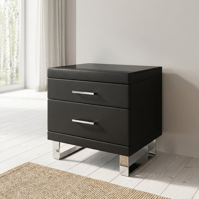 Noir Luxe Two-Drawer Nightstand