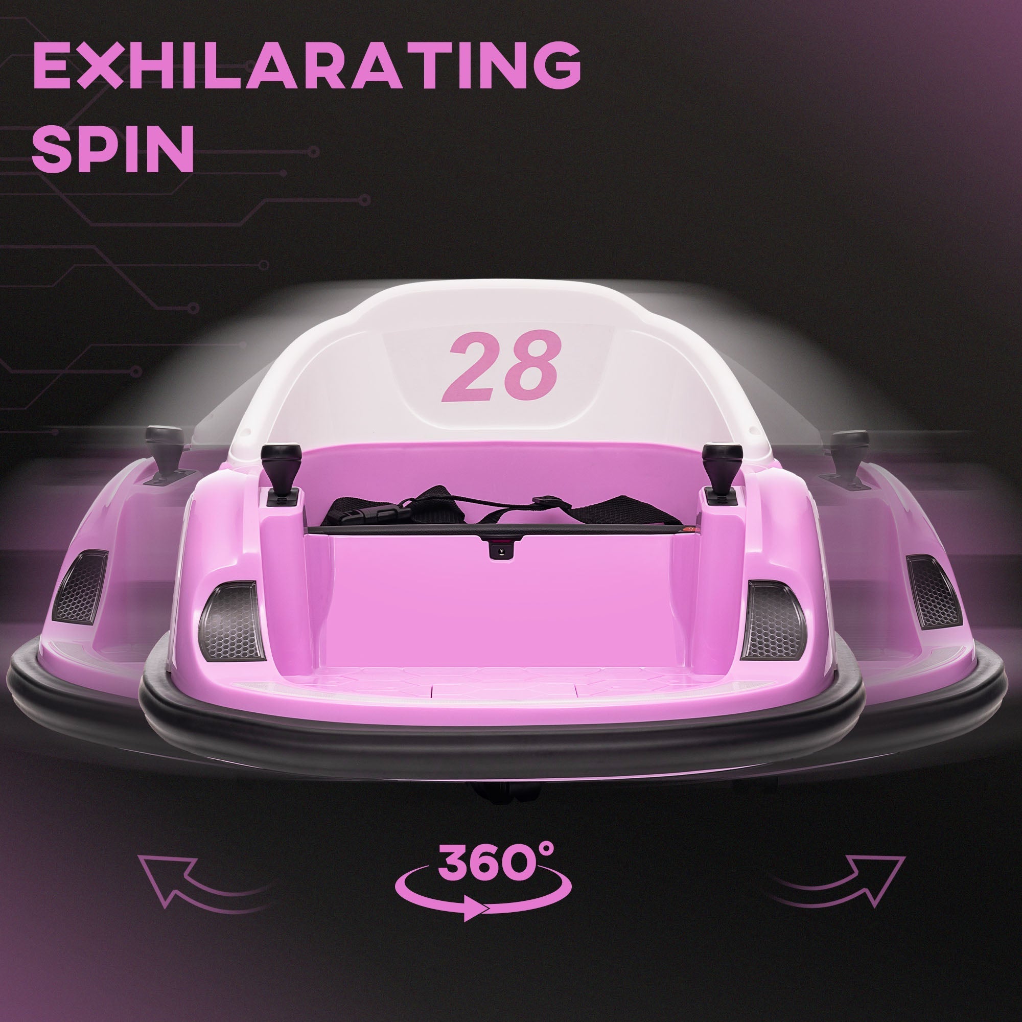 Qaba 12V Bumper Car for Toddlers, Ride On Car with 360 Degree Remote Control, Lights Music Horn, for 1.5-5 Years, Pink