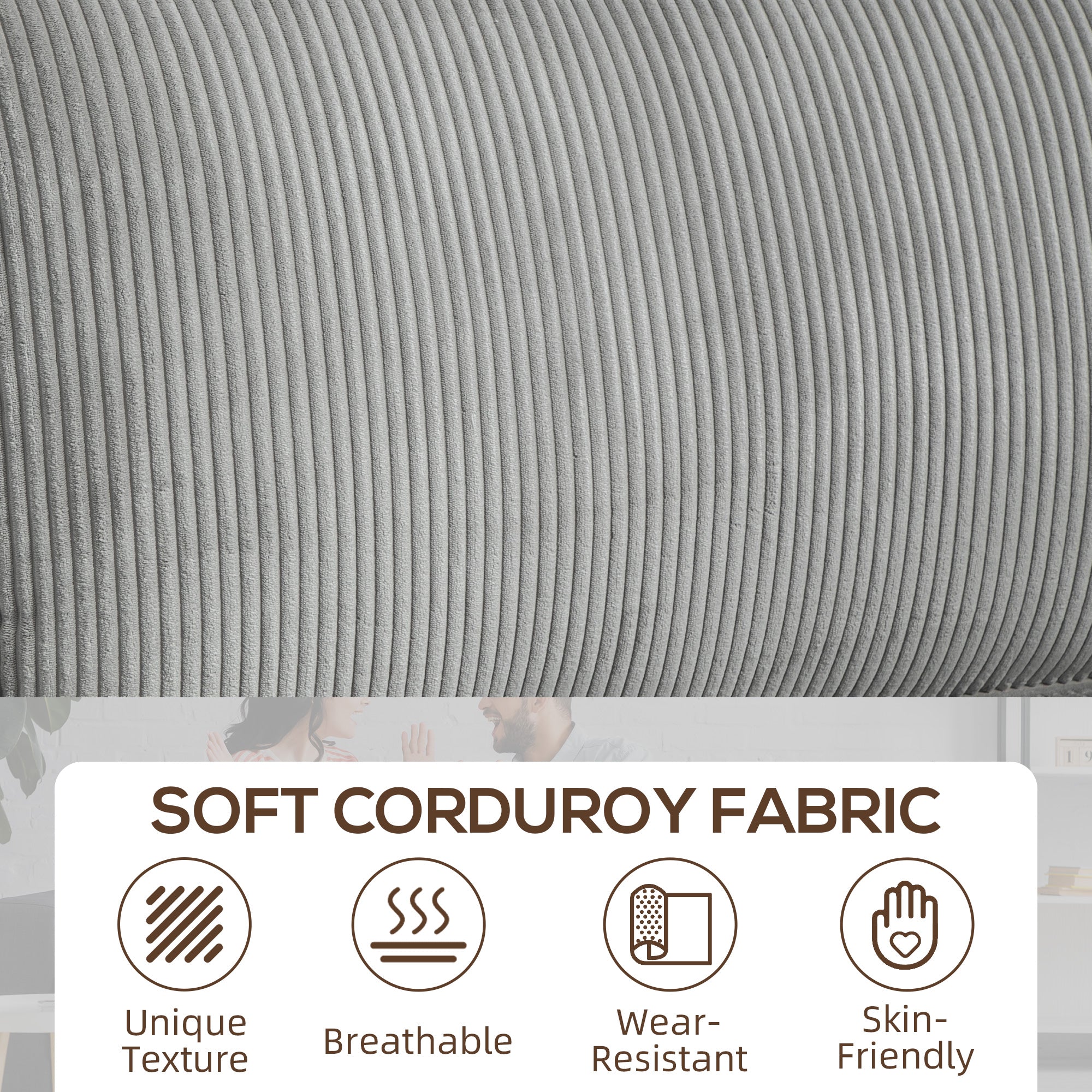 Laura Upholstered Sofa with Cup Holders-Light Grey