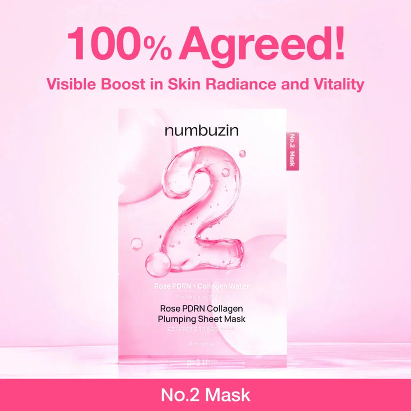 Numbuzin No.2 Rose PDRN Collagen Plumping Sheet Mask 33ml