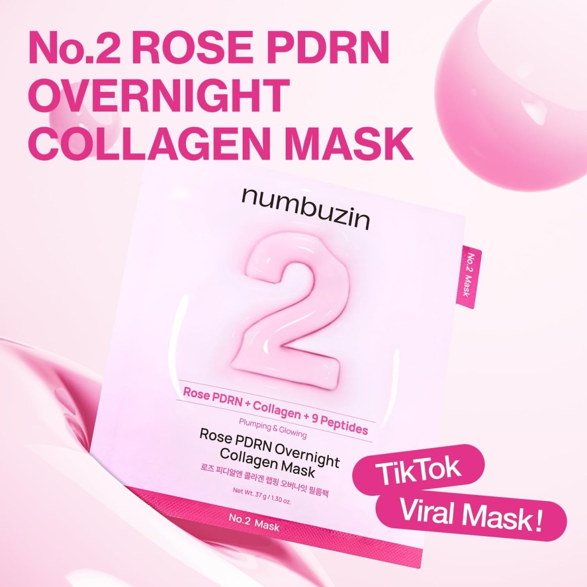 Numbuzin No.2 Rose PDRN Overnight Collagen Mask 37ml