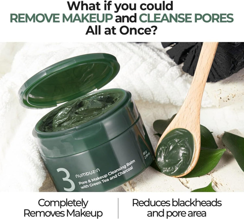Numbuzin No.3 Pore & Makeup Cleansing Balm with Green Tea and Charcoal 85g