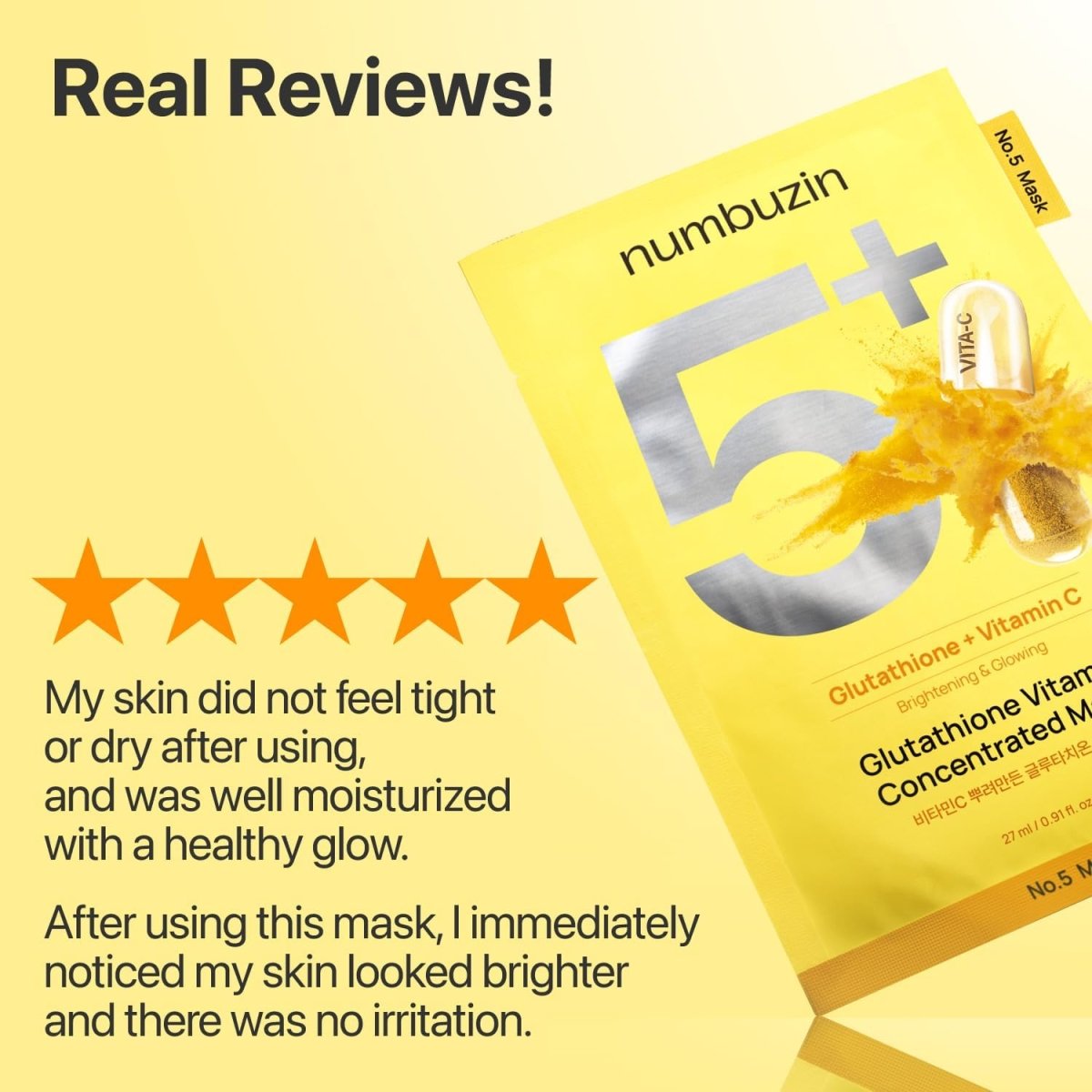 Numbuzin No.5+ Glutathione Vitamin Concentrated Mask 27ml