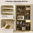 Milan Boho Kitchen Pantry Cabinet with Decorative Rattan Doors-Natural