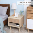 Laura Modern Bedside Table with Drawer and Open Shelf-Natural Wood