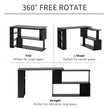 Denver L-Shaped Office Desk with 360° Rotating Corner Extension-Black