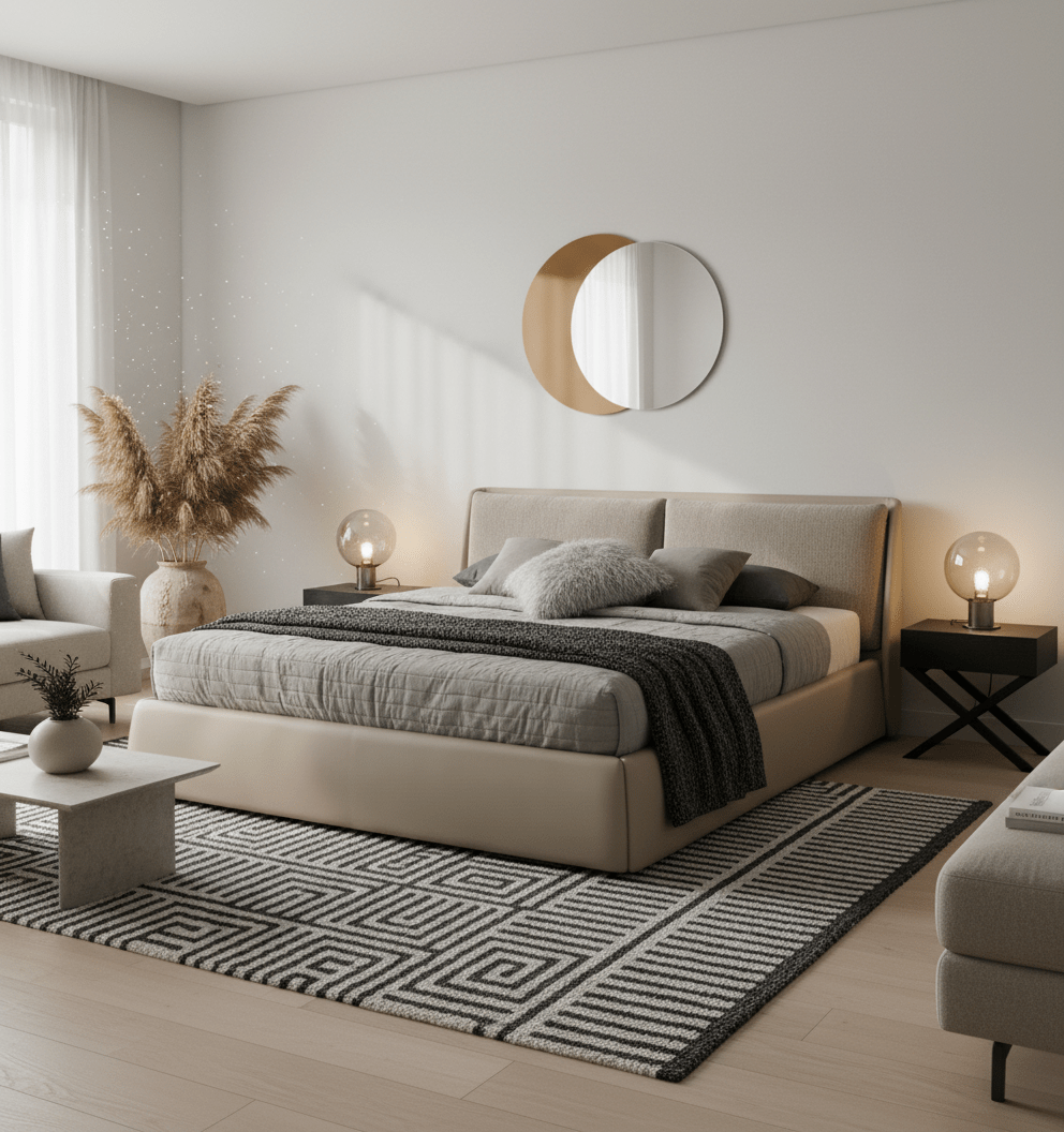 Oakville Fabric and Leather Bed