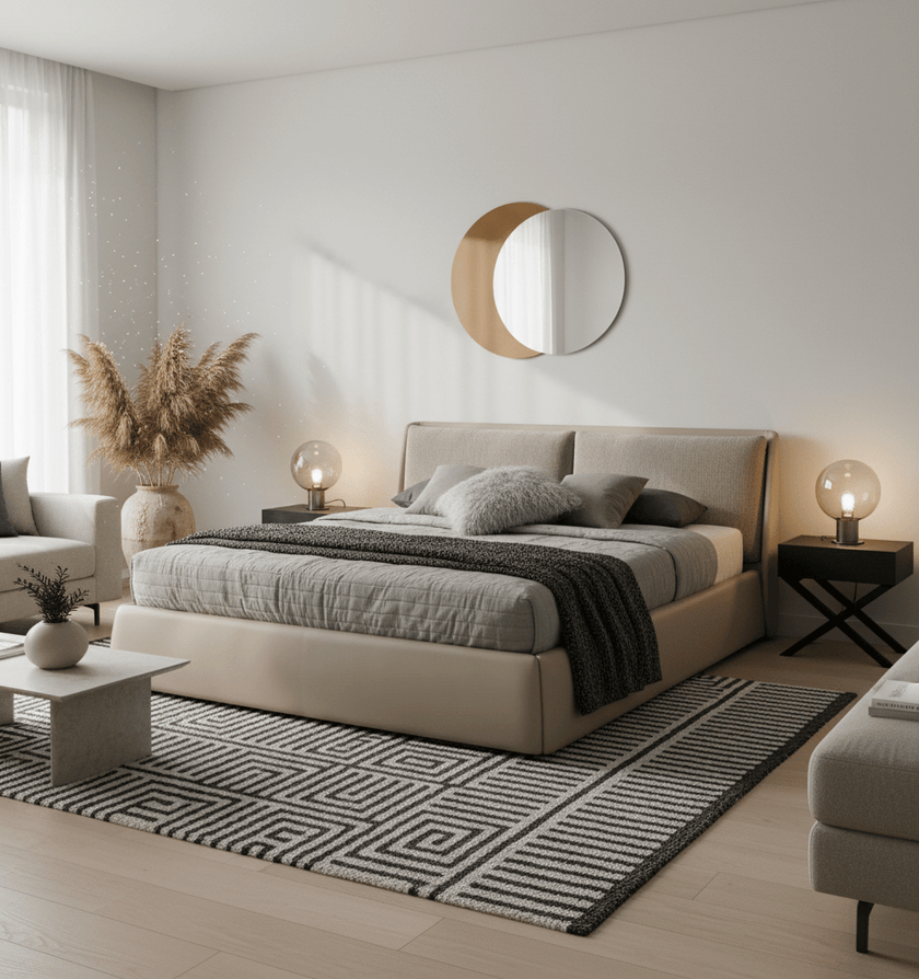 Oakville Fabric and Leather Bed