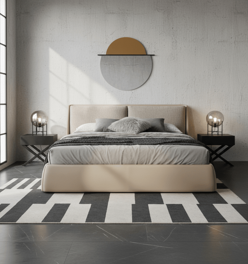 Oakville Fabric and Leather Bed